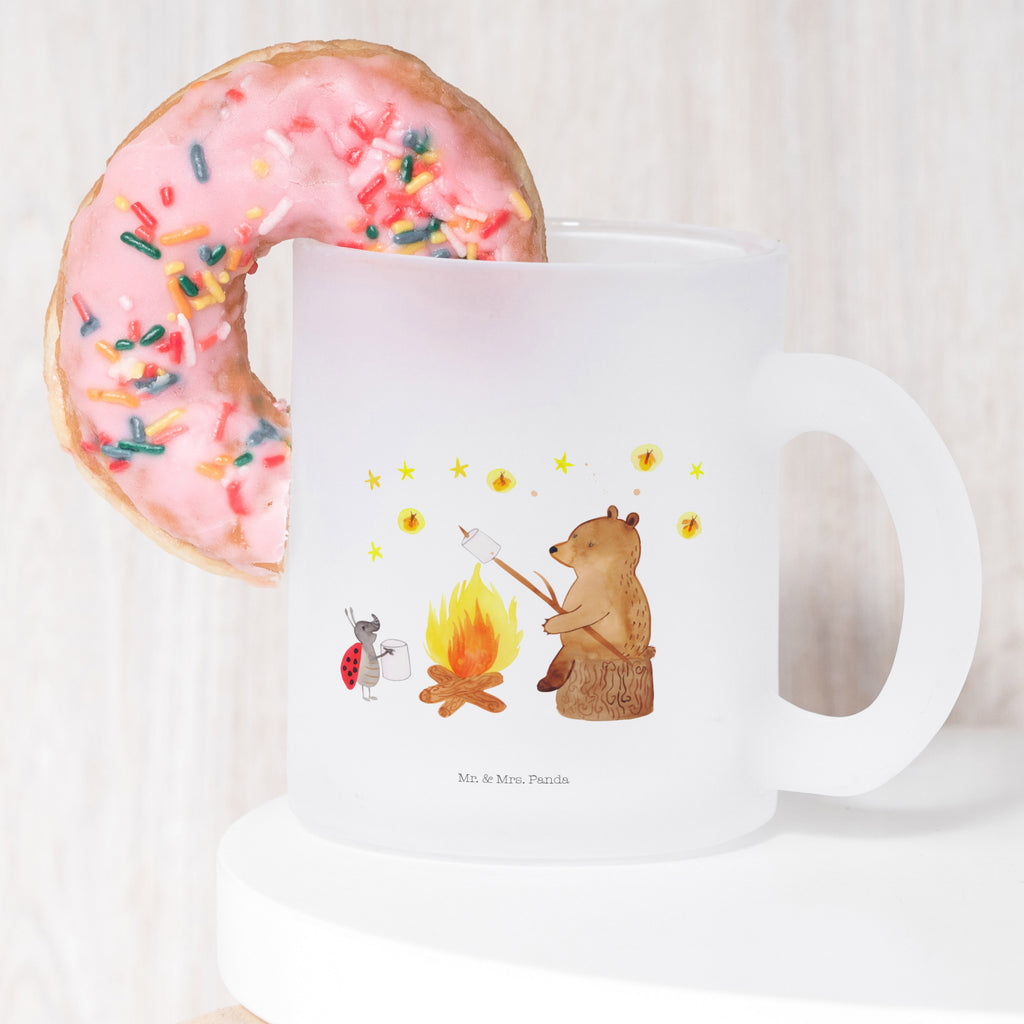 Teetasse Bär & Marienkäfer Lagerfeuer Teetasse, Teeglas, Teebecher, Tasse mit Henkel, Tasse, Glas Teetasse, Teetasse aus Glas, Bär, Teddy, Teddybär, Lagerfeuer