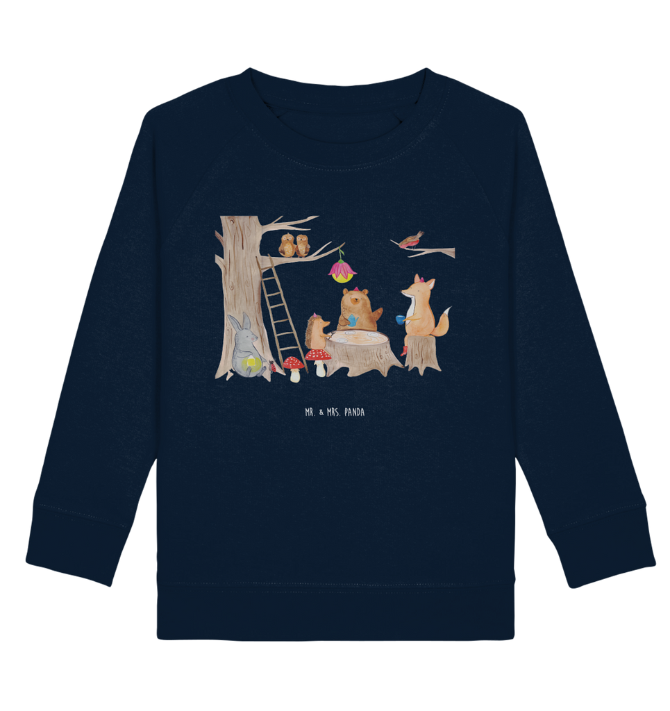 Organic Kinder Pullover Waldtiere Picknick Kinder Pullover, Kinder Sweatshirt, Jungen, Mädchen, Tiermotive, Gute Laune, lustige Sprüche, Tiere, Waldtiere, Picknick, Wald, Fuchs, Hase, Igel, Maus, Eichhörnchen