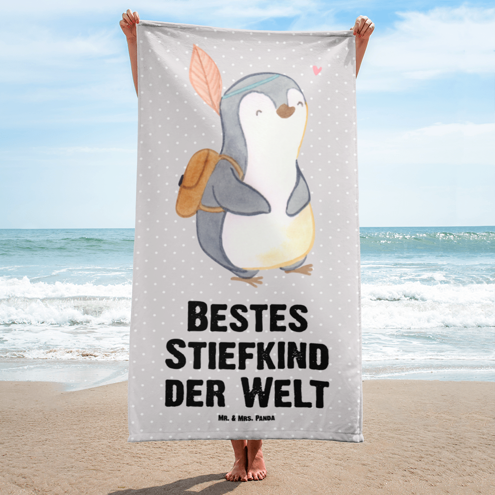 XL Badehandtuch Pinguin Bestes Stiefkind der Welt Handtuch, Badetuch, Duschtuch, Strandtuch, Saunatuch, für, Dankeschön, Geschenk, Schenken, Geburtstag, Geburtstagsgeschenk, Geschenkidee, Danke, Bedanken, Mitbringsel, Freude machen, Geschenktipp, Stiefkind, angeheiratet, Kinder, Kind, Kid, Kids, Kiddy, Bestes, Tochter, Sohn, Nachwuchs, Geburt, Liebling, Taufe