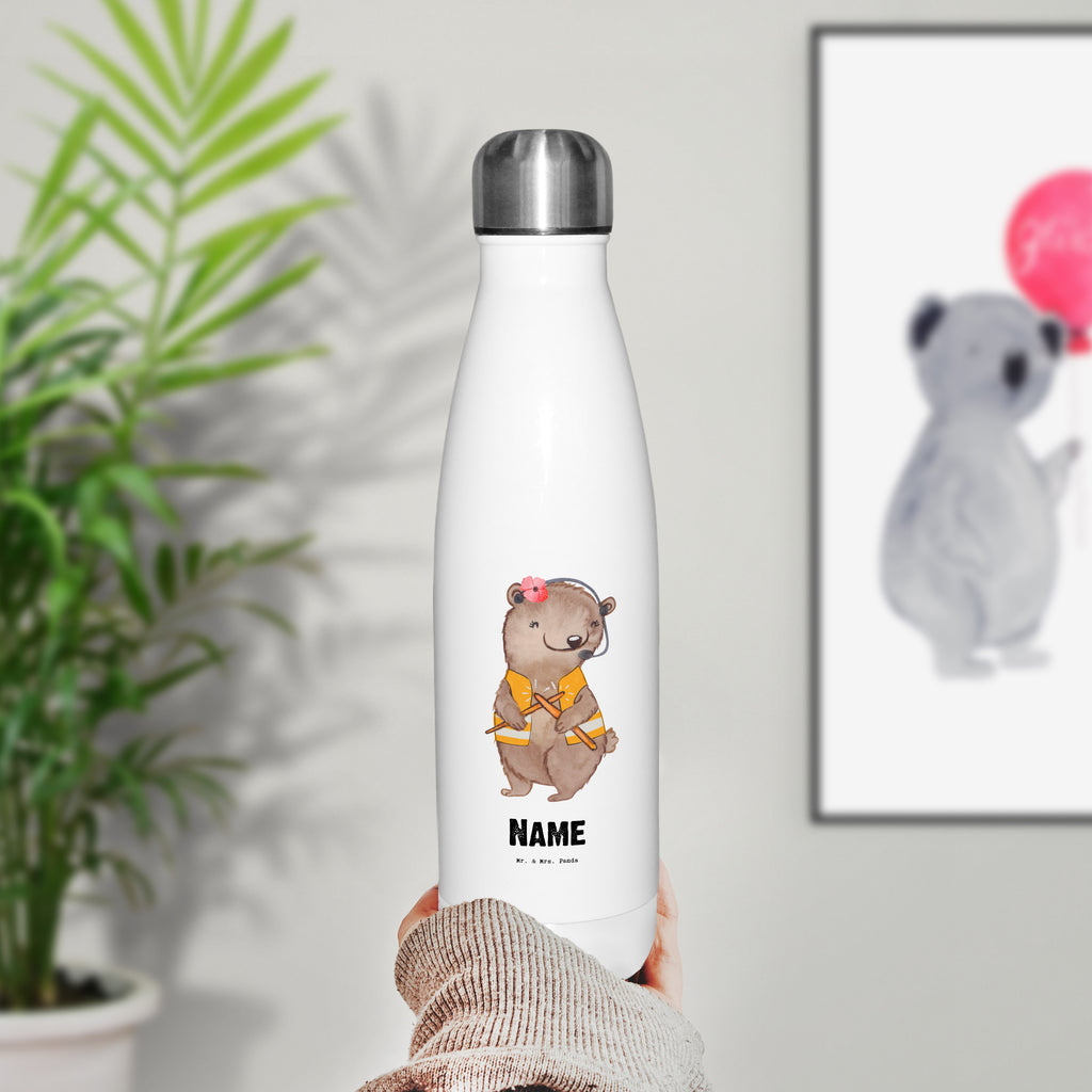 Personalisierte Thermosflasche Fluglotsin mit Herz Personalisierte Isolierflasche, Personalisierte Thermoflasche, Personalisierte Trinkflasche, Trinkflasche Mit Namen, Wunschname, Bedrucken, Namensflasche, Beruf, Ausbildung, Jubiläum, Abschied, Rente, Kollege, Kollegin, Geschenk, Schenken, Arbeitskollege, Mitarbeiter, Firma, Danke, Dankeschön, Fluglotsin, Flugverkehrsleiterin, Luftfahrtpersonal, Flugsicherung