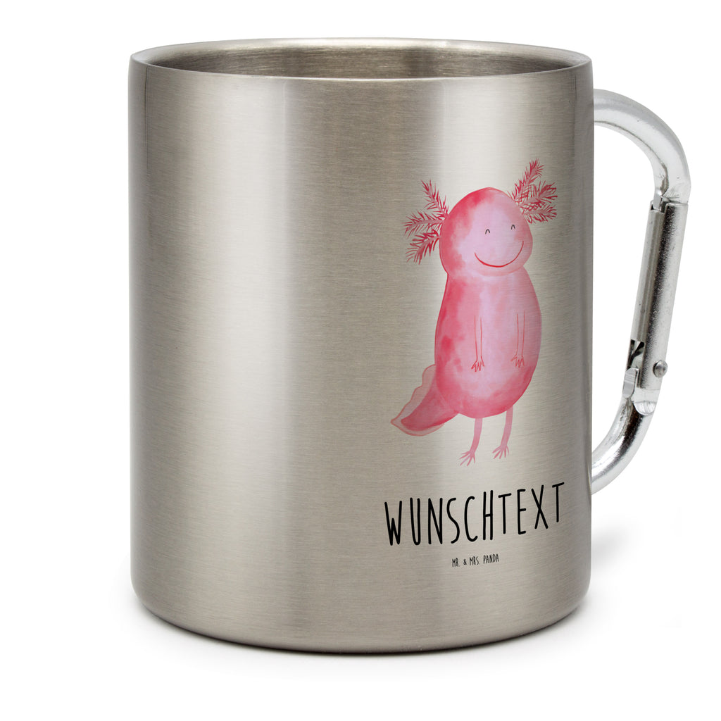 Personalisierter Edelstahlbecher Axolotl glücklich Personalisierte Edelstahltasse, Personalisierter Edelstahlbecher, Personalisierter Outdoor Becher, Personalisierte Outdoor Tasse, Axolotl, Molch, Axolot, Schwanzlurch, Lurch, Lurche, Motivation, gute Laune