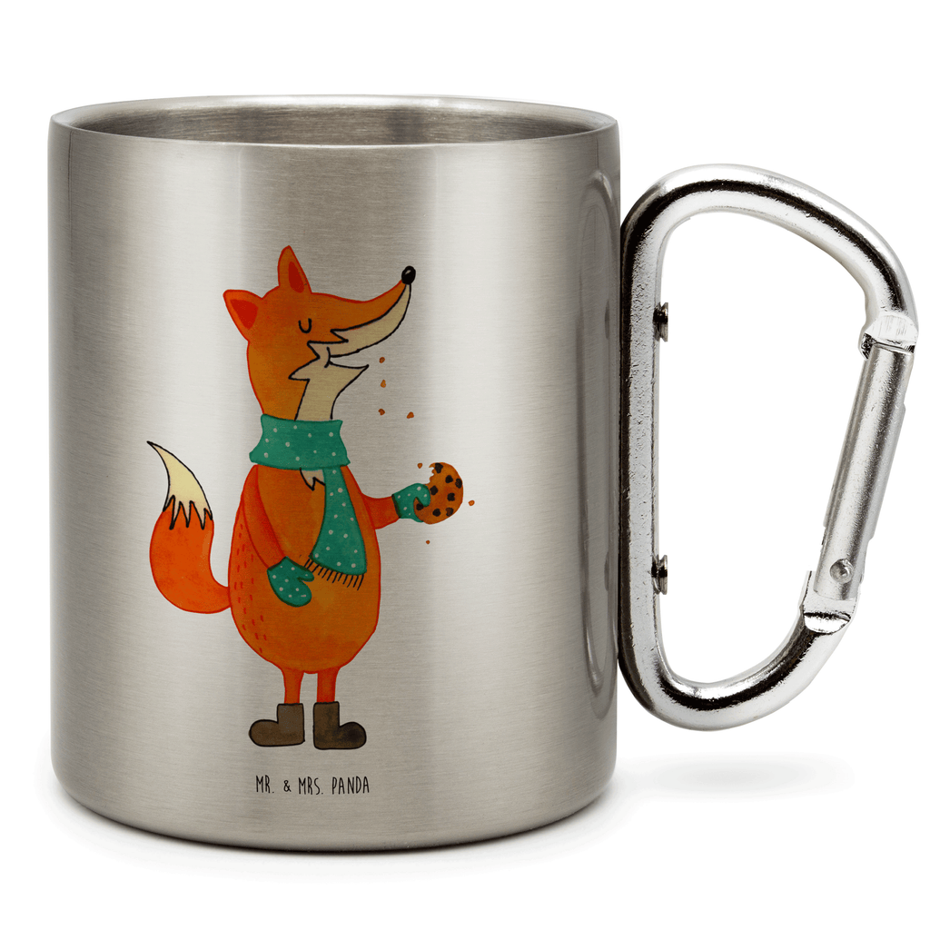 Edelstahlbecher Fuchs Keks Edelstahltasse, Karabiner, Edelstahlbecher, Outdoor, Camping, Tasse, Becher, Fuchs, Füchse, Backen Spruch, Kekse, Winter, Weihnachtszeit, Plätzchen, Liebe, Küche Deko