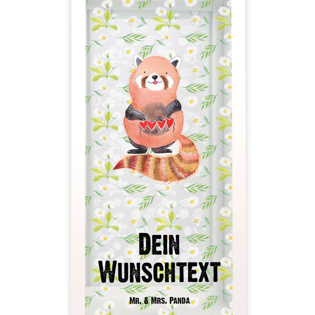 Personalisierte Deko Laterne Roter Panda Gartenlampe, Gartenleuchte, Gartendekoration, Gartenlicht, Laterne kleine Laternen, XXL Laternen, Laterne groß, Tiermotive, Gute Laune, lustige Sprüche, Tiere, Panda, Liebe, Rot, Herz, Liebling, Lieblingsmensch