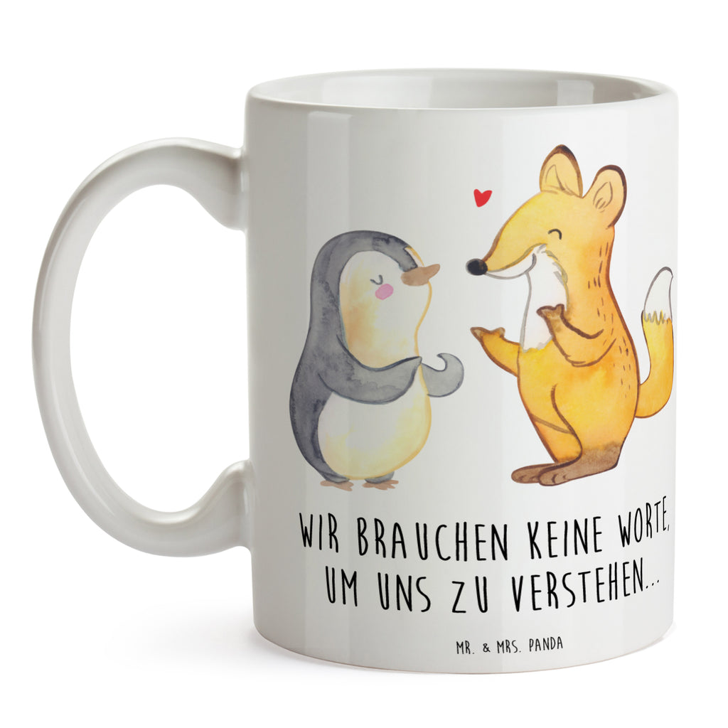 Tasse Fuchs & Pinguin gehörlos Tasse, Kaffeetasse, Teetasse, Becher, Kaffeebecher, Teebecher, Keramiktasse, Porzellantasse, Büro Tasse, Geschenk Tasse, Tasse Sprüche, Tasse Motive, Kaffeetassen, Tasse bedrucken, Designer Tasse, Cappuccino Tassen, Schöne Teetassen, Gebärdensprache, gehörlos, Fuchs, Pinguin