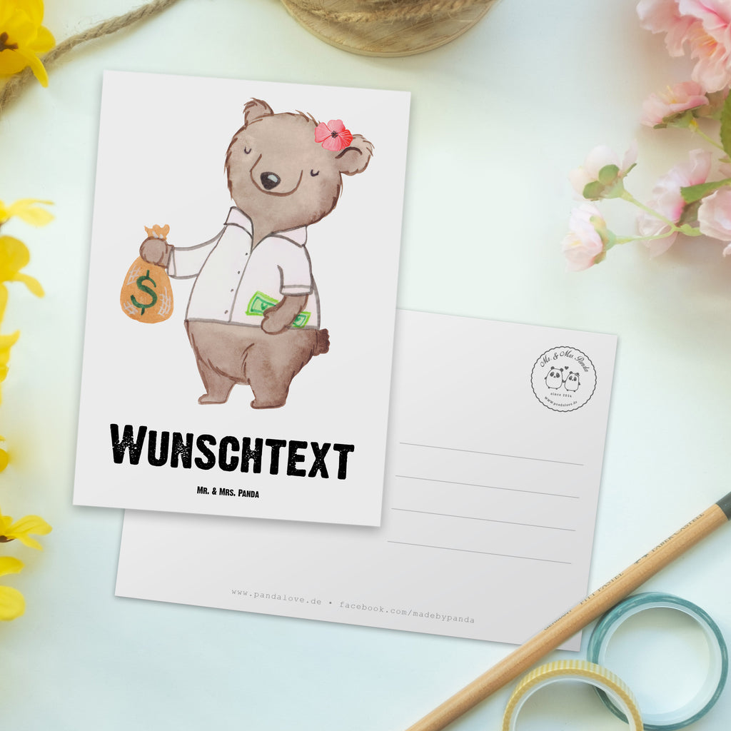 Personalisierte Postkarte Bänkerin mit Herz Postkarte mit Namen, Postkarte bedrucken, Postkarte mit Wunschtext, Postkarte personalisierbar, Geschenkkarte mit Namen, Grußkarte mit Namen, Karte mit Namen, Einladung mit Namen, Ansichtskarte mit Namen, Geschenkkarte mit Wunschtext, Grußkarte mit Wunschtext, Karte mit Wunschtext, Einladung mit Wunschtext, Ansichtskarte mit Wunschtext, Beruf, Ausbildung, Jubiläum, Abschied, Rente, Kollege, Kollegin, Geschenk, Schenken, Arbeitskollege, Mitarbeiter, Firma, Danke, Dankeschön, Bänkerin, Bankfachfrau, Bankangestellte, Bankberaterin