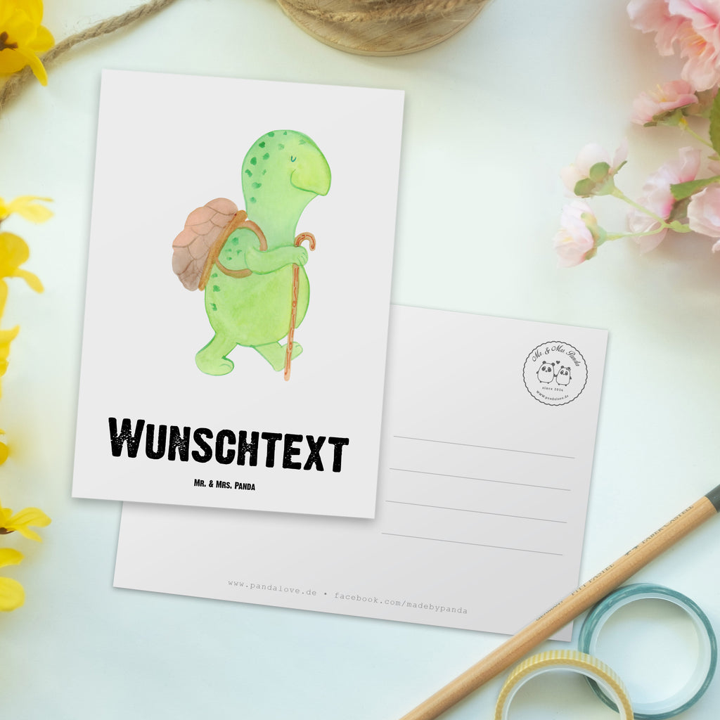 Personalisierte Postkarte Schildkröte Wanderer Postkarte mit Namen, Postkarte bedrucken, Postkarte mit Wunschtext, Postkarte personalisierbar, Geschenkkarte mit Namen, Grußkarte mit Namen, Karte mit Namen, Einladung mit Namen, Ansichtskarte mit Namen, Geschenkkarte mit Wunschtext, Grußkarte mit Wunschtext, Karte mit Wunschtext, Einladung mit Wunschtext, Ansichtskarte mit Wunschtext, Schildkröte, Schildkröten, Motivation, Motivationsspruch, Motivationssprüche, Neuanfang