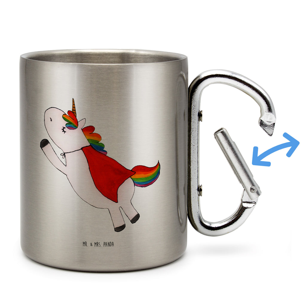 Edelstahlbecher Einhorn Super Edelstahltasse, Karabiner, Edelstahlbecher, Outdoor, Camping, Tasse, Becher, Einhorn, Einhörner, Einhorn Deko, Pegasus, Unicorn, Traummann, Superheld, Held, Freundin, Geschenk, Girl, Mädchen