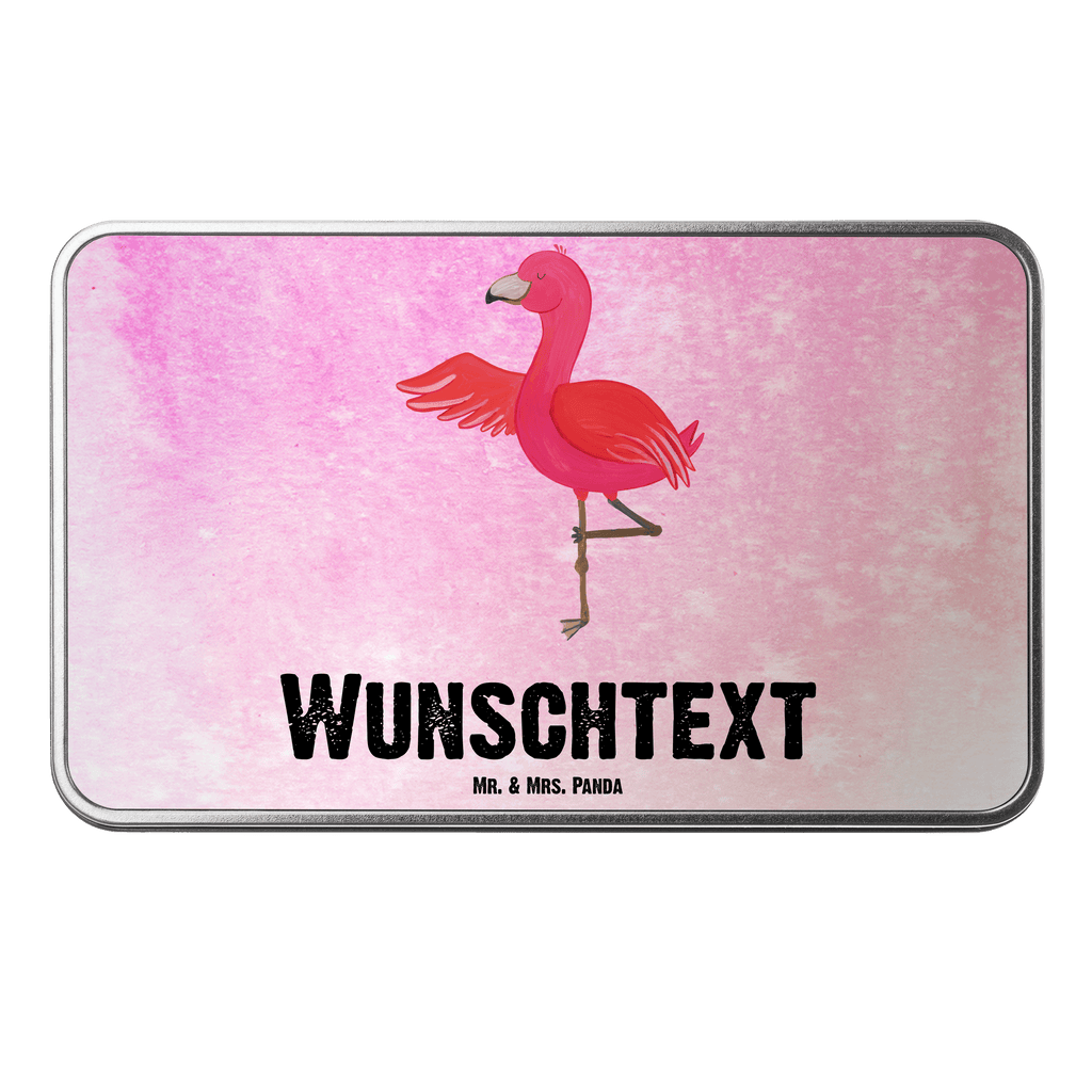 Personalisierte Metalldose Flamingo Yoga Personalisierte Metalldose, Dose mit Namen, Namensdose, Kiste mit Namen, Namenskiste, Flamingo, Vogel, Yoga, Namaste, Achtsamkeit, Yoga-Übung, Entspannung, Ärger, Aufregen, Tiefenentspannung