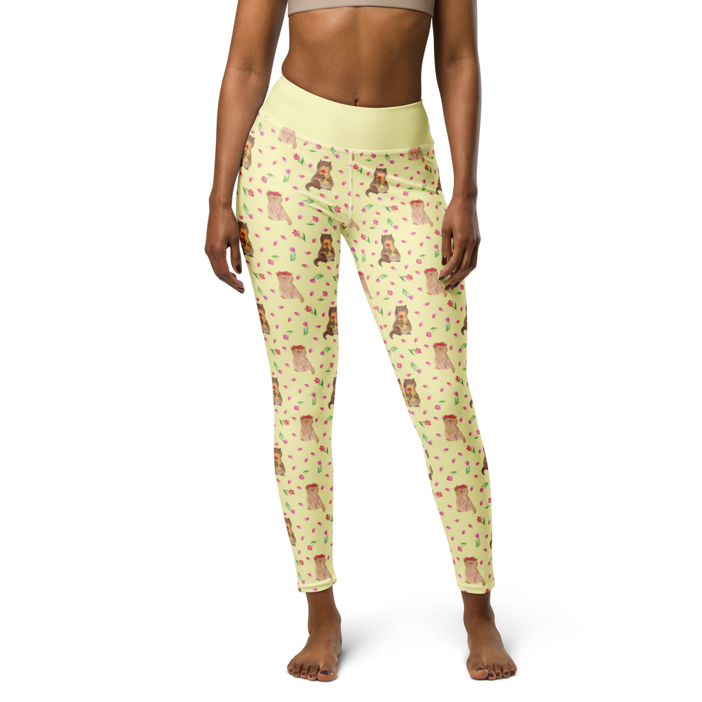 Yogahose Otter Blumenstrauß Muster Yogapants, Yogaleggings, Yogaleggins, Yogahose Damen, Yogahose, Frauen, Yogahose Mädchen, Yogahose Kinder, Yogahose Herren, Yogahose Männer, Otter, Fischotter, Seeotter, Otter Seeotter See Otter