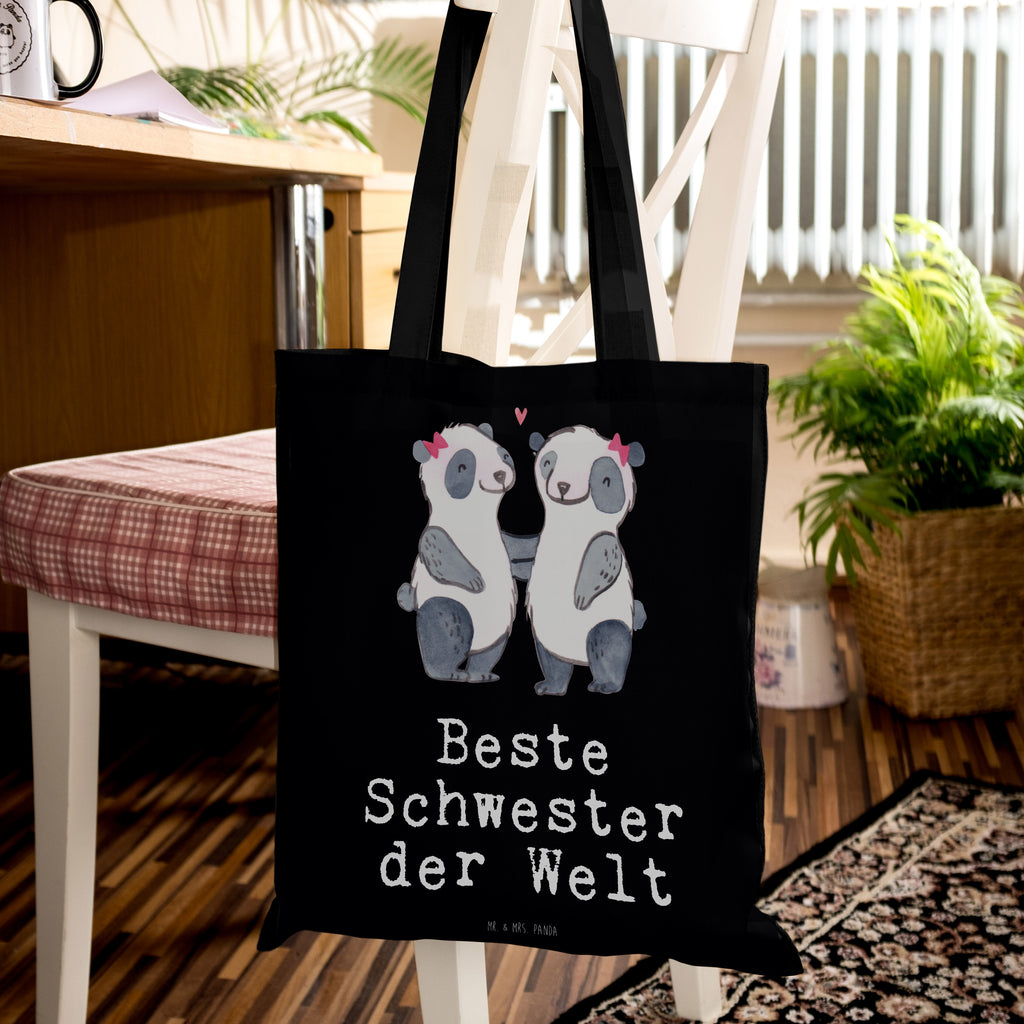 Tragetasche Panda Beste Schwester der Welt Beuteltasche, Beutel, Einkaufstasche, Jutebeutel, Stoffbeutel, Tasche, Shopper, Umhängetasche, Strandtasche, Schultertasche, Stofftasche, Tragetasche, Badetasche, Jutetasche, Einkaufstüte, Laptoptasche, für, Dankeschön, Geschenk, Schenken, Geburtstag, Geburtstagsgeschenk, Geschenkidee, Danke, Bedanken, Mitbringsel, Freude machen, Geschenktipp, Schwestern, Schwester, Geschwister, Schwesterherz, Sister, Familie, Kleinigkeit, Beste, Tochter, Liebe, Kinder