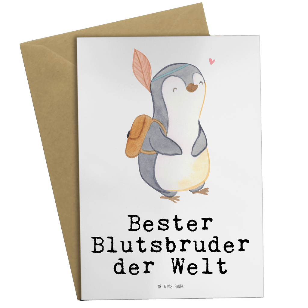 Grußkarte Pinguin Bester Blutsbruder der Welt Grußkarte, Klappkarte, Einladungskarte, Glückwunschkarte, Hochzeitskarte, Geburtstagskarte, Karte, Ansichtskarten, für, Dankeschön, Geschenk, Schenken, Geburtstag, Geburtstagsgeschenk, Geschenkidee, Danke, Bedanken, Mitbringsel, Freude machen, Geschenktipp, Blutsbruder, Blutsgeschwister, Freund, Brüder, Geschwister, Bruderherz, Brother, Familie, Kleinigkeit, Bester, Sido