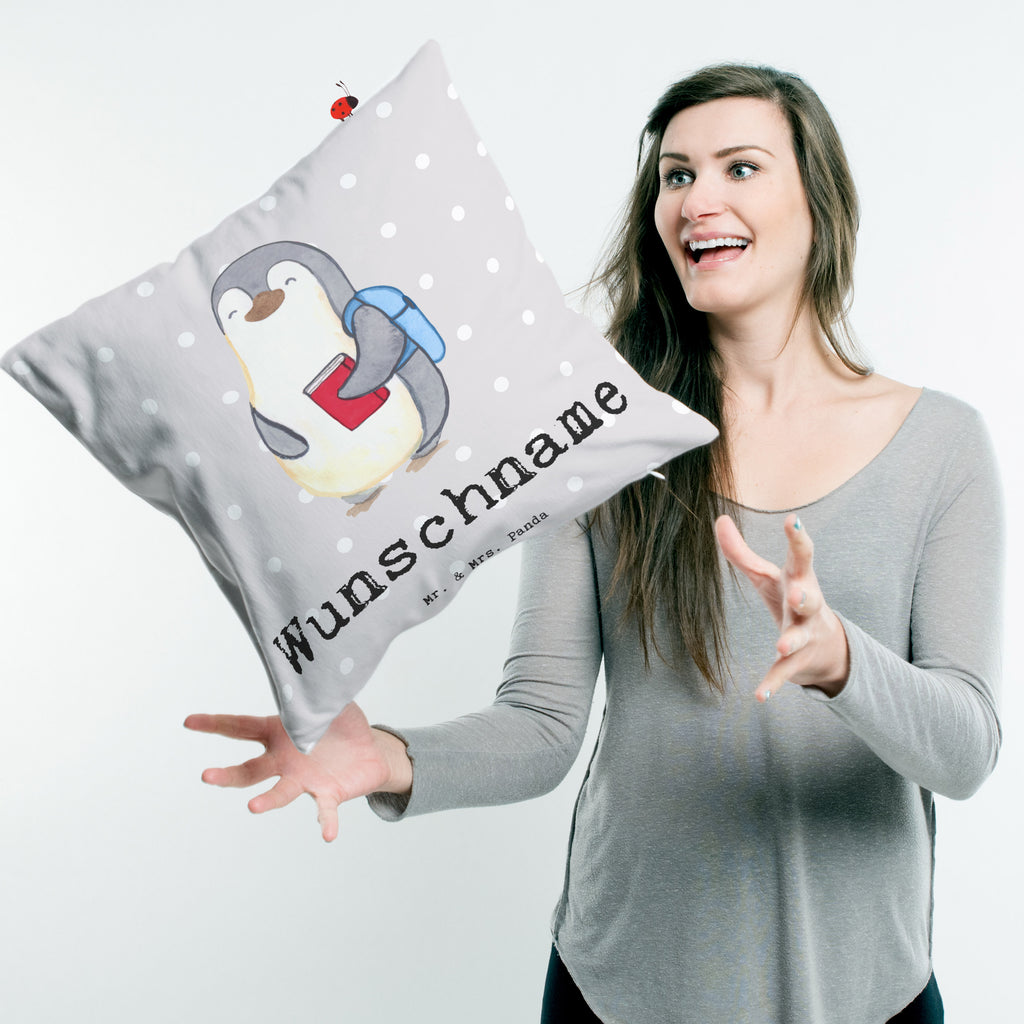 Personalisiertes Kissen Pinguin Bester Enkel der Welt Kissen, personalisiert, Name, Wunschname, bedrucken, Kopfkissen, für, Dankeschön, Geschenk, Schenken, Geburtstag, Geburtstagsgeschenk, Geschenkidee, Danke, Bedanken, Mitbringsel, Freude machen, Geschenktipp, Enkel, Enkelkind, Enkelsohn, Oma, Opa, Kind von Tochter, Kind von Sohn, Taufe, Großsohn