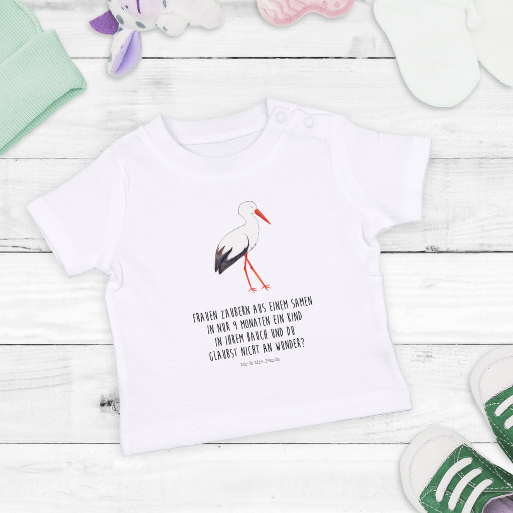 Organic Baby Shirt Storch Baby T-Shirt, Jungen Baby T-Shirt, Mädchen Baby T-Shirt, Shirt, Tiermotive, Gute Laune, lustige Sprüche, Tiere, Storch, Störche, Schwangerschaft, Geburt, Mutter, Mütter, Mutter werden, Schwanger, Babybauch, Baby