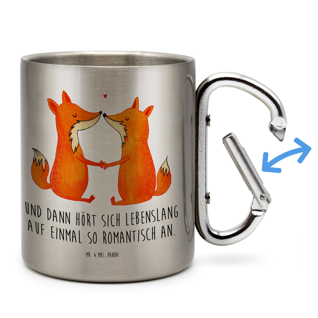 Edelstahlbecher Füchse Liebe Edelstahltasse, Karabiner, Edelstahlbecher, Outdoor, Camping, Tasse, Becher, Fuchs, Füchse, Fox, Liebe, Liebespaar, Paar, Partner, Freundin, Freund, Ehe, Verlobte, Ehemann, Ehefrau, Liebesbeweis