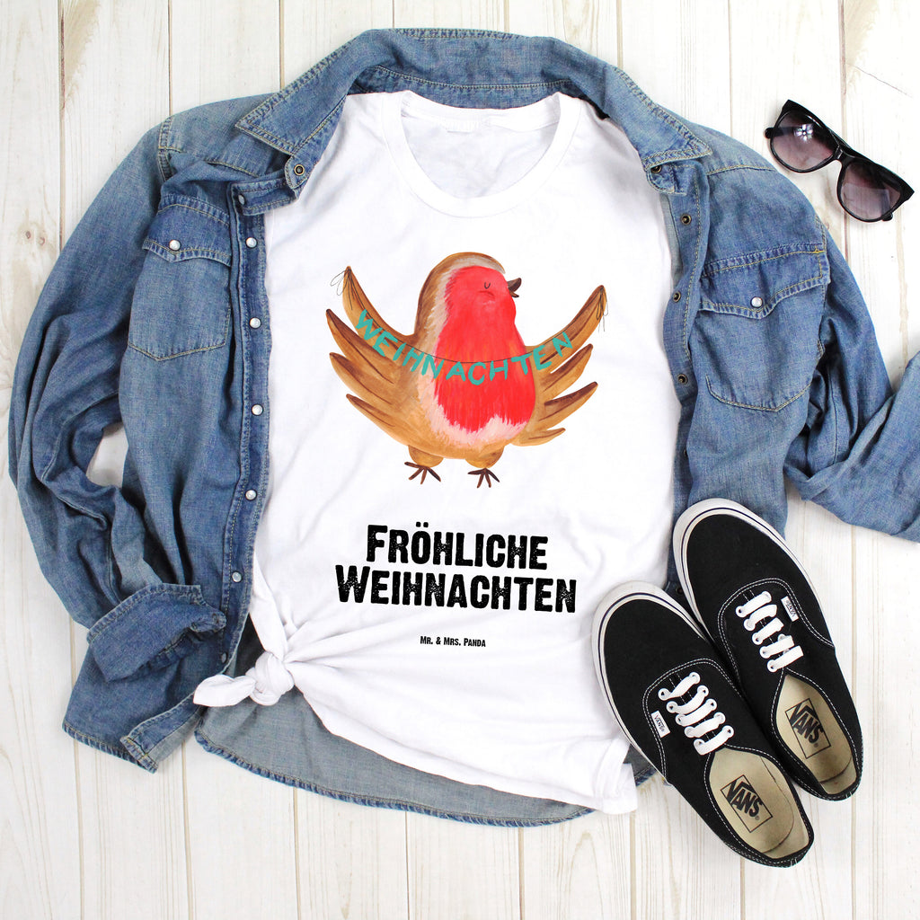 T-Shirt Standard Rotkehlchen Weihnachten T-Shirt, Shirt, Tshirt, Lustiges T-Shirt, T-Shirt mit Spruch, Party, Junggesellenabschied, Jubiläum, Geburstag, Herrn, Damen, Männer, Frauen, Schlafshirt, Nachthemd, Sprüche, Winter, Weihnachten, Weihnachtsdeko, Nikolaus, Advent, Heiligabend, Wintermotiv, Frohe Weihnachten, Weihnachtsmotiv, Weihnachtsgruß, Vogel, xmas