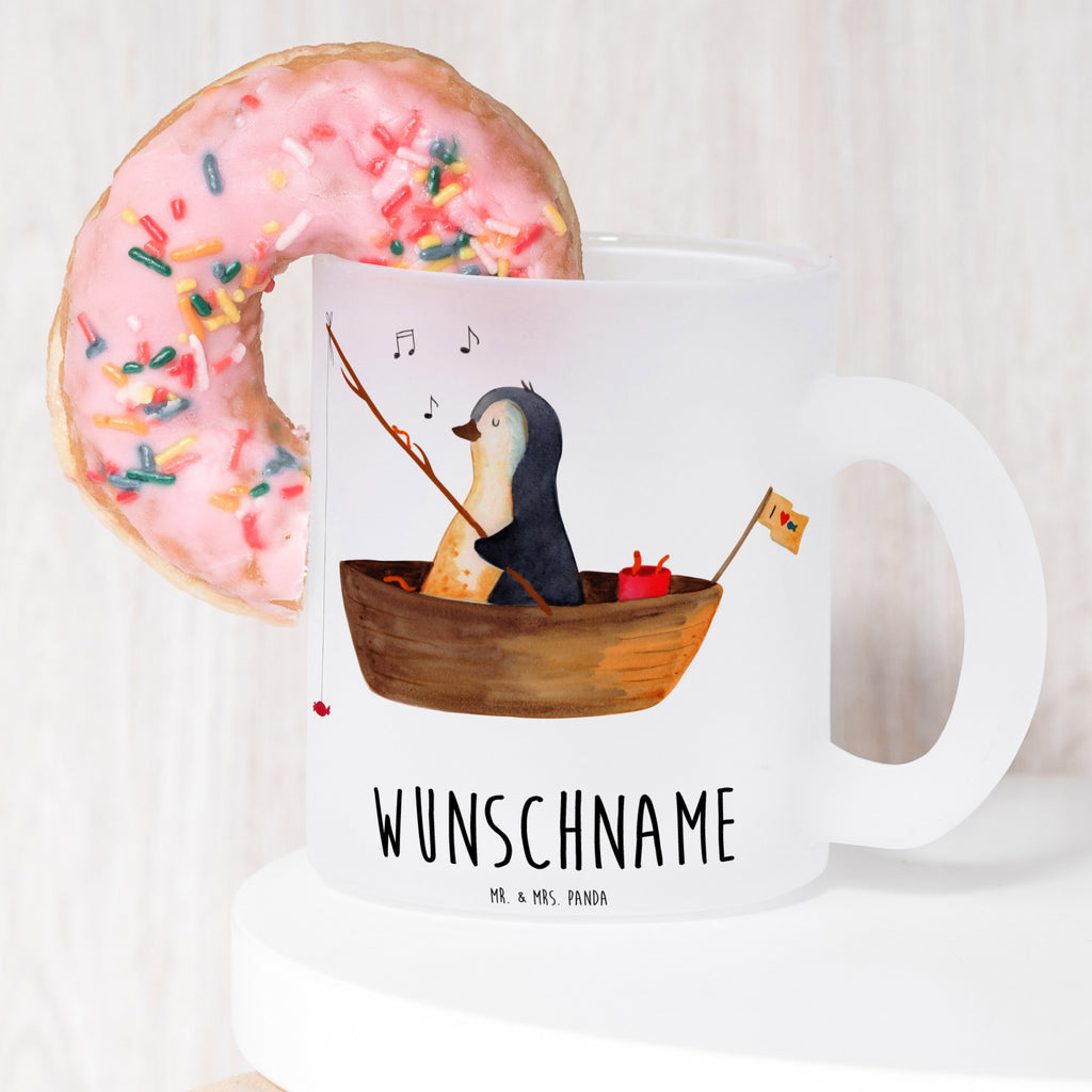 Personalisierte Teetasse Pinguin Angelboot Personalisierte Teetasse, Personalisiertes Teeglas, Personalisierter Teebecher, Personalisierte Glas Teetasse, Personalisierte Teetasse aus Glas, Teetasse mit Namen, Teeglas mit Namen, Teebecher mit Namen, Glas Teetasse mit Namen, Teetasse aus Glas mit Namen, Teetasse Wunschname, Teetasse selbst gestalten., Pinguin, Pinguine, Angeln, Boot, Angelboot, Lebenslust, Leben, genießen, Motivation, Neustart, Neuanfang, Trennung, Scheidung, Geschenkidee Liebeskummer