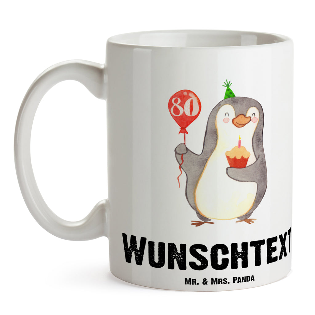 Personalisierte Tasse 80. Geburtstag Pinguin Luftballon Personalisierte Tasse, Namenstasse, Wunschname, Personalisiert, Tasse, Namen, Drucken, Tasse mit Namen, Geburtstag, Geburtstagsgeschenk, Geschenk, Pinguin, Geburtstage, Happy Birthday, Geburtstagsfeier