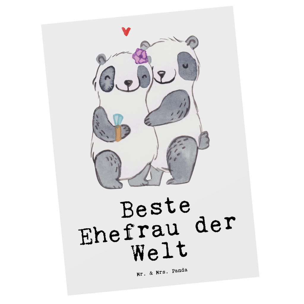 Postkarte Panda Beste Ehefrau der Welt Postkarte, Karte, Geschenkkarte, Grußkarte, Einladung, Ansichtskarte, Geburtstagskarte, Einladungskarte, Dankeskarte, Ansichtskarten, Einladung Geburtstag, Einladungskarten Geburtstag, für, Dankeschön, Geschenk, Schenken, Geburtstag, Geburtstagsgeschenk, Geschenkidee, Danke, Bedanken, Mitbringsel, Freude machen, Geschenktipp, Ehefrau, Beste, Frau, Partnerin, Freundin, Traumfrau, Hochzeit, Liebling, Ehepartner, Ehe, Gattin, Lebensgefährtin, Braut, Kleinigkeit