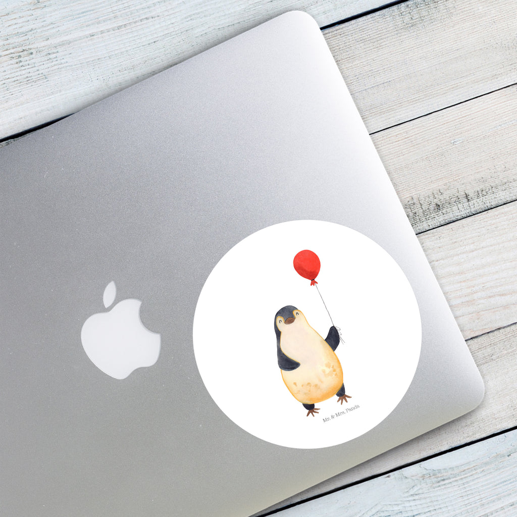 Rund Aufkleber Pinguin Luftballon Sticker, Aufkleber, Etikett, Pinguin, Pinguine, Luftballon, Tagträume, Lebenslust, Geschenk Freundin, Geschenkidee, beste Freundin, Motivation, Neustart, neues Leben, Liebe, Glück