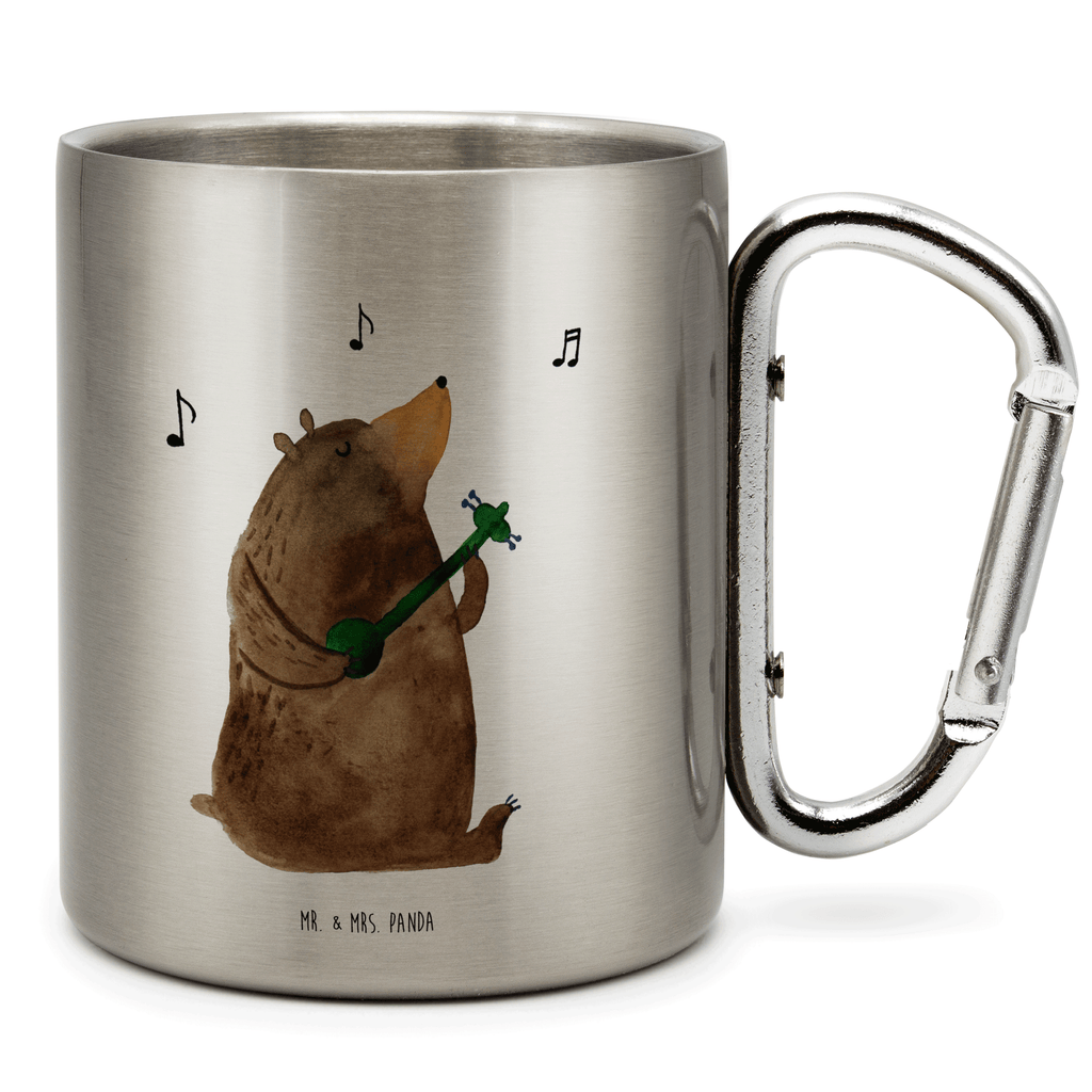 Edelstahlbecher Bär Gitarre Edelstahltasse, Karabiner, Edelstahlbecher, Outdoor, Camping, Tasse, Becher, Bär, Teddy, Teddybär