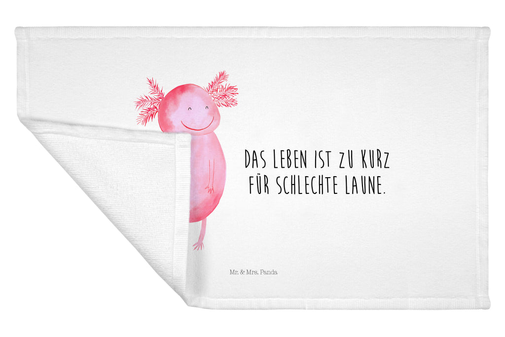 Handtuch Axolotl Glücklich Gästetuch, Reisehandtuch, Sport Handtuch, Frottier, Kinder Handtuch, Axolotl, Molch, Axolot, Schwanzlurch, Lurch, Lurche, Motivation, gute Laune