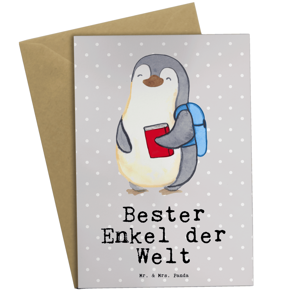 Grußkarte Pinguin Bester Enkel der Welt Grußkarte, Klappkarte, Einladungskarte, Glückwunschkarte, Hochzeitskarte, Geburtstagskarte, Karte, Ansichtskarten, für, Dankeschön, Geschenk, Schenken, Geburtstag, Geburtstagsgeschenk, Geschenkidee, Danke, Bedanken, Mitbringsel, Freude machen, Geschenktipp, Enkel, Enkelkind, Enkelsohn, Oma, Opa, Kind von Tochter, Kind von Sohn, Taufe, Großsohn