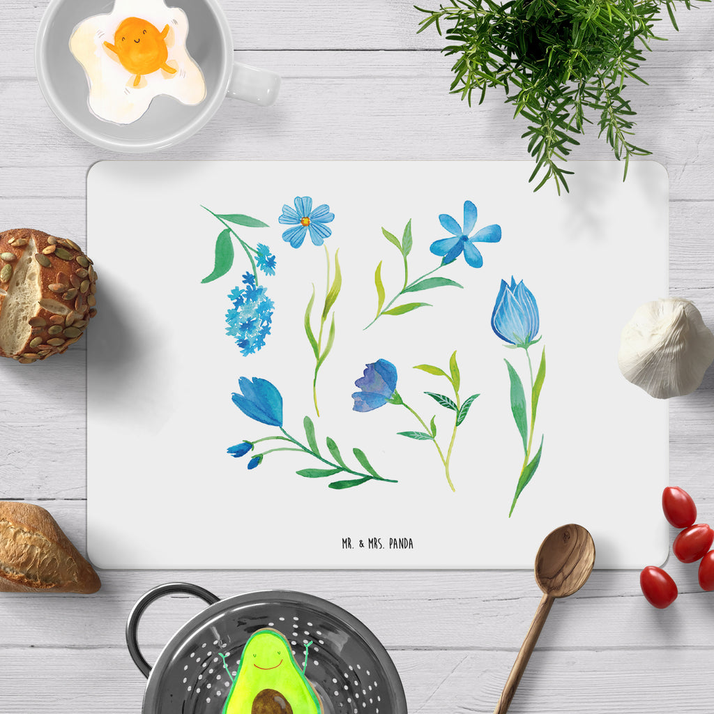 Tischset Sommergedanken Design Tischset, Tischuntersetzer, Platzset, Tischsets abwaschbar, Tischunterlage, Blumen, Blumenmuster, blaue Blumen, blaues Muster, Aquarell