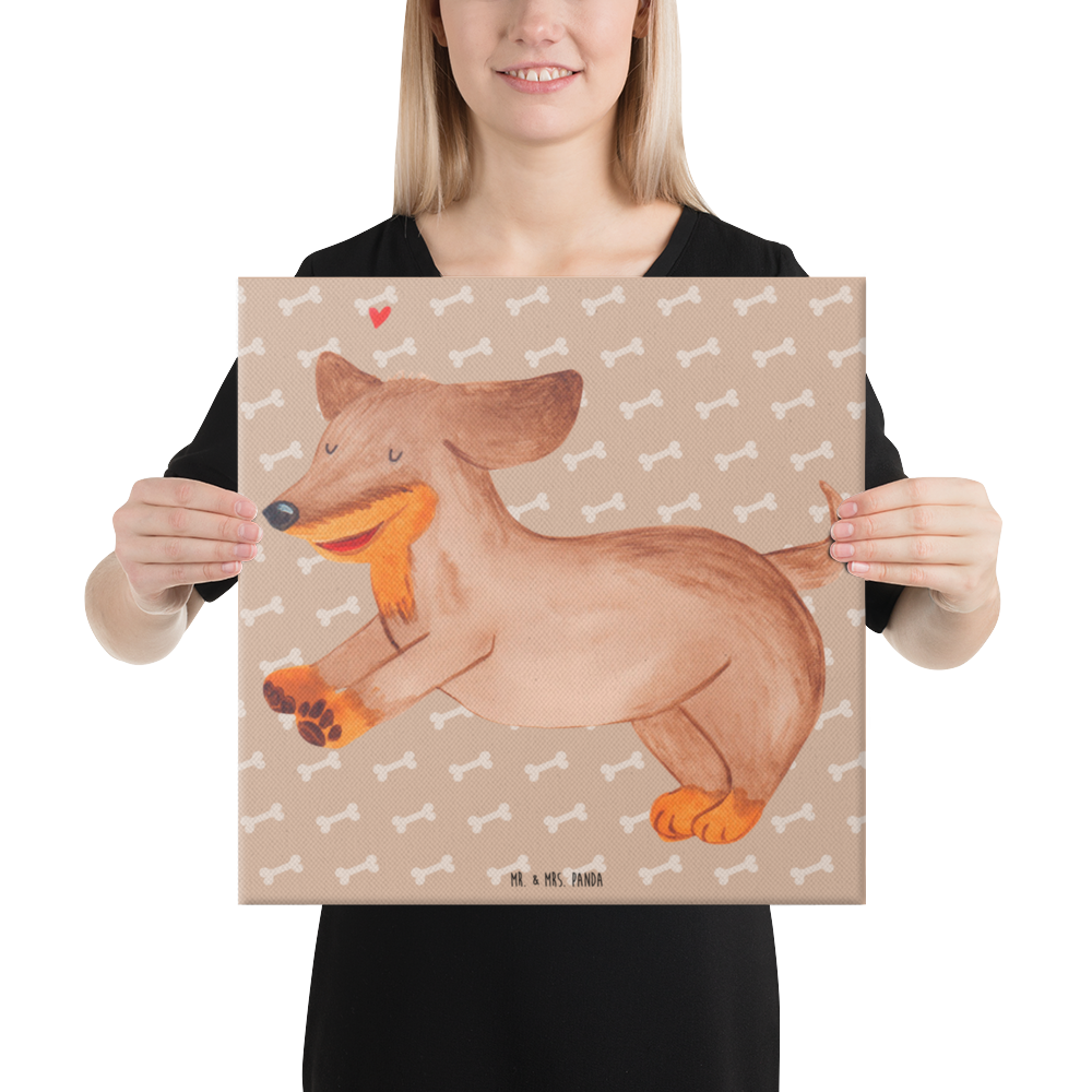 Leinwand Bild Hund Dackel Leinwand, Bild, Kunstdruck, Wanddeko, Dekoration, Hund, Hundemotiv, Haustier, Hunderasse, Tierliebhaber, Hundebesitzer, Sprüche, Hunde, Dackel, Dachshund, happy dog