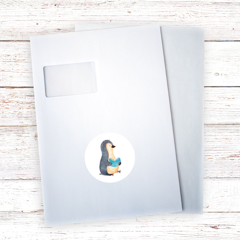 Rund Aufkleber Pinguin Buch Sticker, Aufkleber, Etikett, Kinder, rund, Pinguin, Pinguine, Buch, Lesen, Bücherwurm, Nichtstun, Faulenzen, Ferien, Urlaub, Freizeit