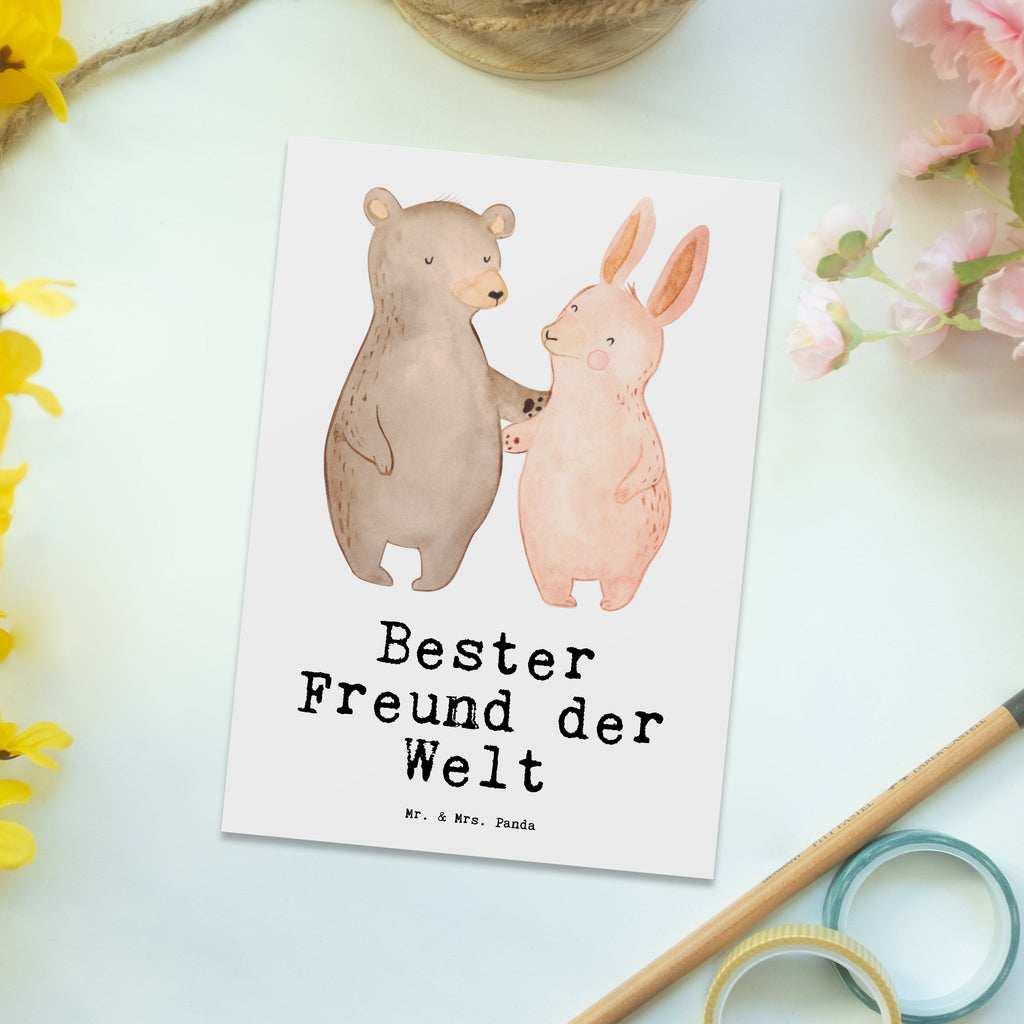 Postkarte Hase Bester Freund der Welt Postkarte, Karte, Geschenkkarte, Grußkarte, Einladung, Ansichtskarte, Geburtstagskarte, Einladungskarte, Dankeskarte, Ansichtskarten, Einladung Geburtstag, Einladungskarten Geburtstag, für, Dankeschön, Geschenk, Schenken, Geburtstag, Geburtstagsgeschenk, Geschenkidee, Danke, Bedanken, Mitbringsel, Freude machen, Geschenktipp, Freund, Mann, Ehemann, Kumpel, Bro, Lebensgefährte, Partner, Lieblingsmensch, Liebe, Herz, Love