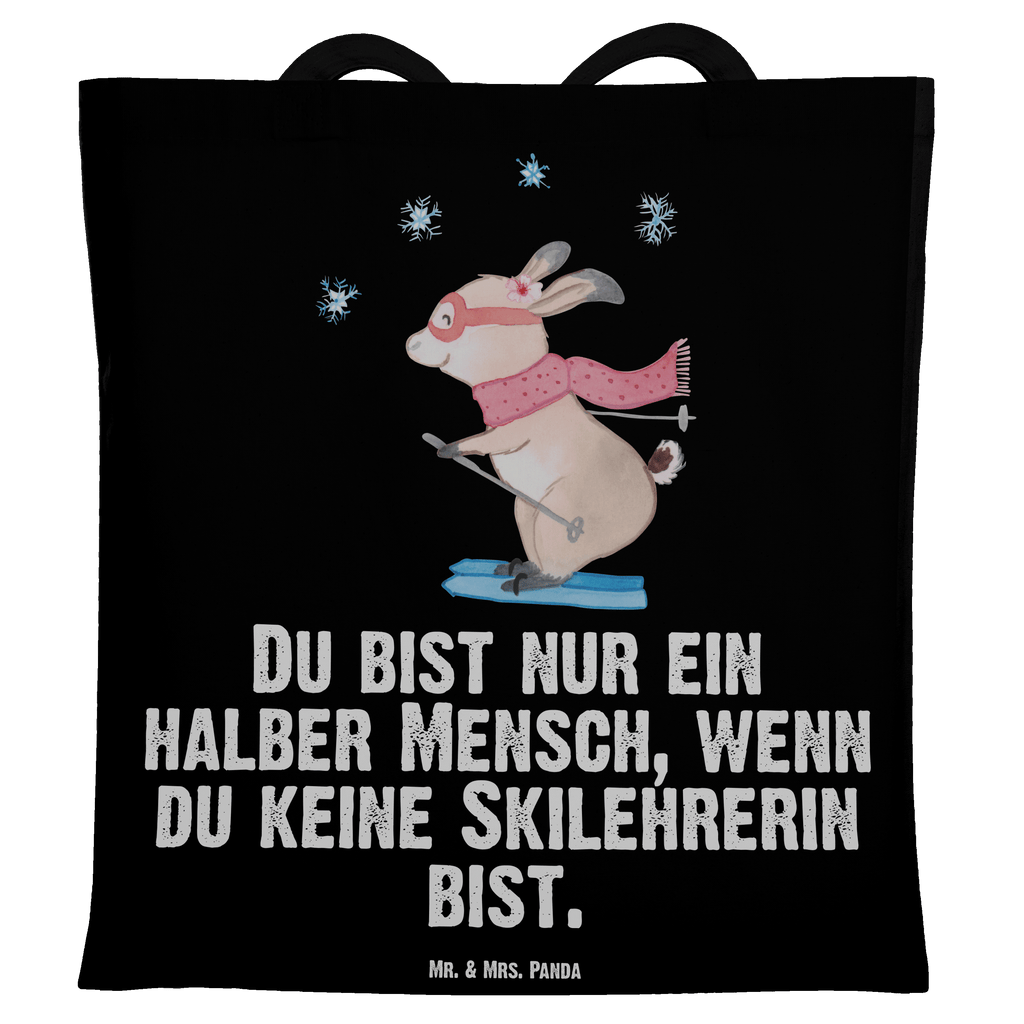 Tragetasche Skilehrerin mit Herz Beuteltasche, Beutel, Einkaufstasche, Jutebeutel, Stoffbeutel, Tasche, Shopper, Umhängetasche, Strandtasche, Schultertasche, Stofftasche, Tragetasche, Badetasche, Jutetasche, Einkaufstüte, Laptoptasche, Beruf, Ausbildung, Jubiläum, Abschied, Rente, Kollege, Kollegin, Geschenk, Schenken, Arbeitskollege, Mitarbeiter, Firma, Danke, Dankeschön