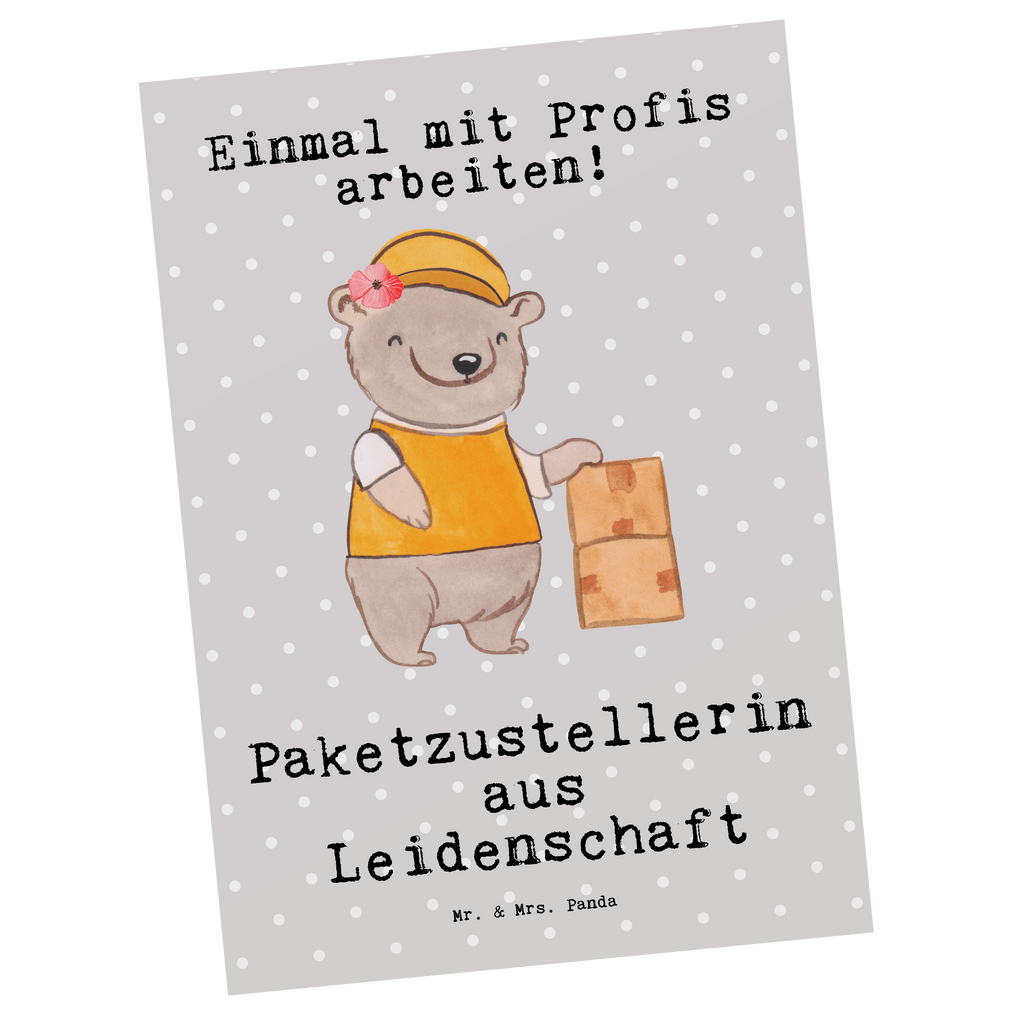 Postkarte Paketzustellerin aus Leidenschaft Postkarte, Karte, Geschenkkarte, Grußkarte, Einladung, Ansichtskarte, Geburtstagskarte, Einladungskarte, Dankeskarte, Ansichtskarten, Einladung Geburtstag, Einladungskarten Geburtstag, Beruf, Ausbildung, Jubiläum, Abschied, Rente, Kollege, Kollegin, Geschenk, Schenken, Arbeitskollege, Mitarbeiter, Firma, Danke, Dankeschön, Paketzustellerin, Paketbotin, Zustellservice Pakete