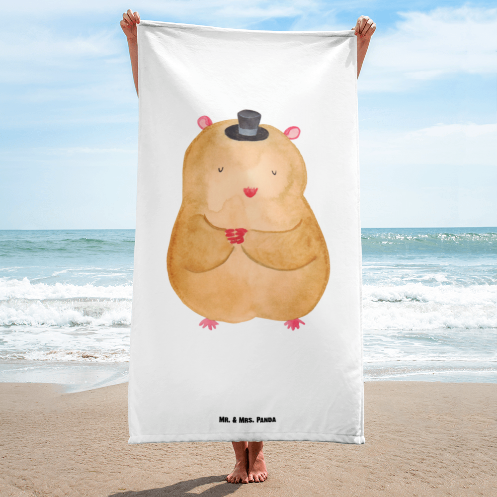 XL Badehandtuch Hamster mit Hut Handtuch, Badetuch, Duschtuch, Strandtuch, Saunatuch, Tiermotive, Gute Laune, lustige Sprüche, Tiere, Hamster, Hut, Magier, Zylinder, Zwerghamster, Zauberer