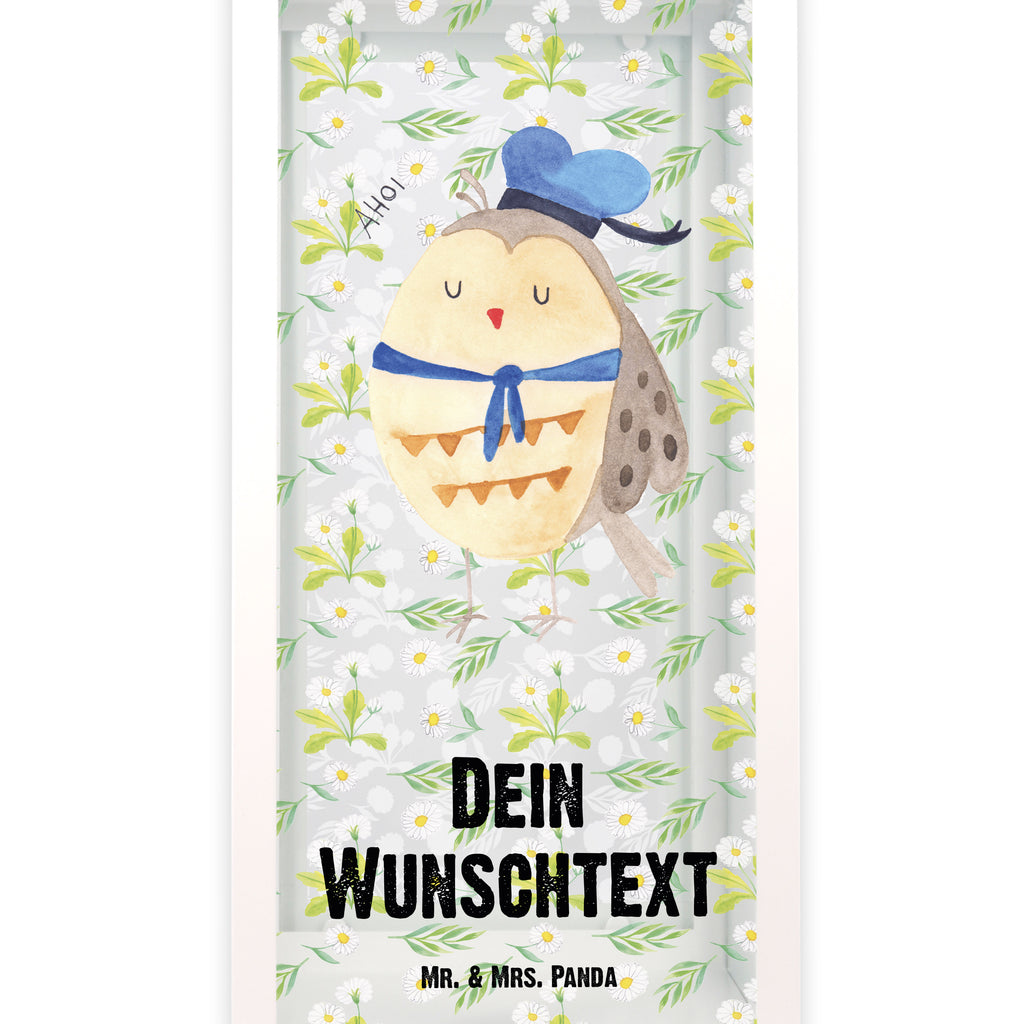 Personalisierte Deko Laterne Eule Matrosen Gartenlampe, Gartenleuchte, Gartendekoration, Gartenlicht, Laterne kleine Laternen, XXL Laternen, Laterne groß, Eule, Eule Spruch, Eule Deko, Owl, Wortspiel lustig, Matrose, Freundin, Ehe, Seefahrer, Heimathafen, Hochzeitstag Geschenk