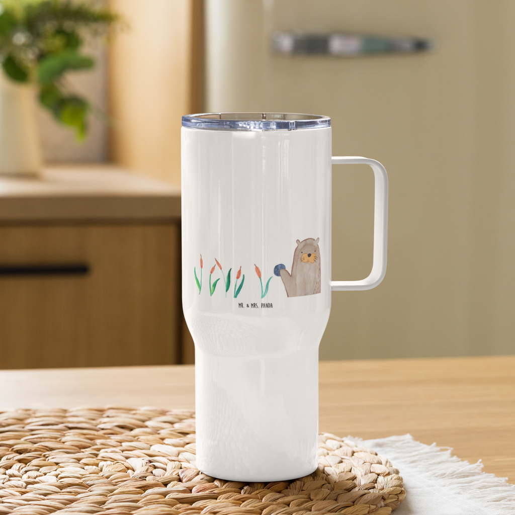 XXL Thermobecher Otter Stein Thermobecher, XL Thermobecher, Reisebecher, XL Reisetasse, Großer Thermobecher, Autobecher, Jumbo Becher, Otter, Fischotter, Seeotter, Otter Seeotter See Otter