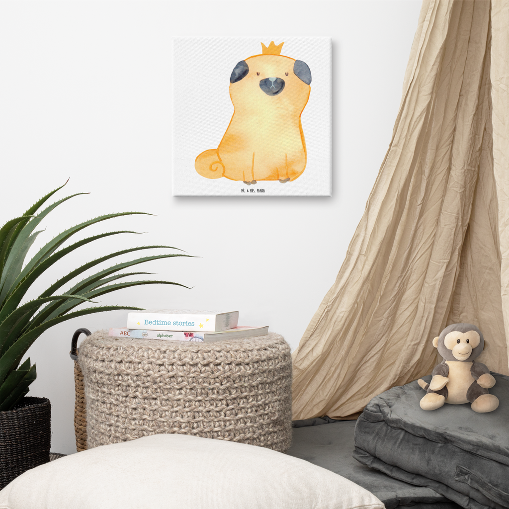 Leinwand Bild Mops Krone Leinwand, Bild, Kunstdruck, Wanddeko, Dekoration, Hund, Hundemotiv, Haustier, Hunderasse, Tierliebhaber, Hundebesitzer, Sprüche, Mops, allergisch, kinderlos, Hausregel, Hundebesitzer. Spruch, lustig