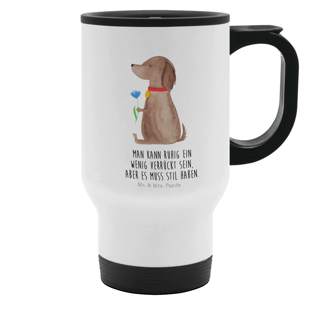 Thermobecher Hund Blume Thermobecher, To Go Becher, Thermotasse, Kaffeebecher, Isolierbecher, Thermobecher To Go, Warmhaltetasse, Edelstahlbecher, Reisebecher, Tasse mit Deckel, Thermobecher für 400 ml, Kaffeetasse zum Mitnehmen, Tasse zum Mitnehmen, Spülmaschinenfest, Hund, Hundemotiv, Haustier, Hunderasse, Tierliebhaber, Hundebesitzer, Sprüche, Hunde, Frauchen, Hundeliebe