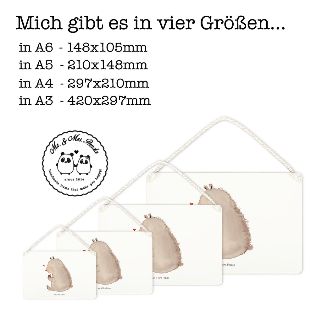 Deko Schild Bär mit Marienkäfer Dekoschild, Deko Schild, Schild, Tür Schild, Türschild, Holzschild, Wandschild, Wanddeko, Bär, Teddy, Teddybär, Marienkäfer, Liebe, Freiheit, Motivation, Das Leben ist schön