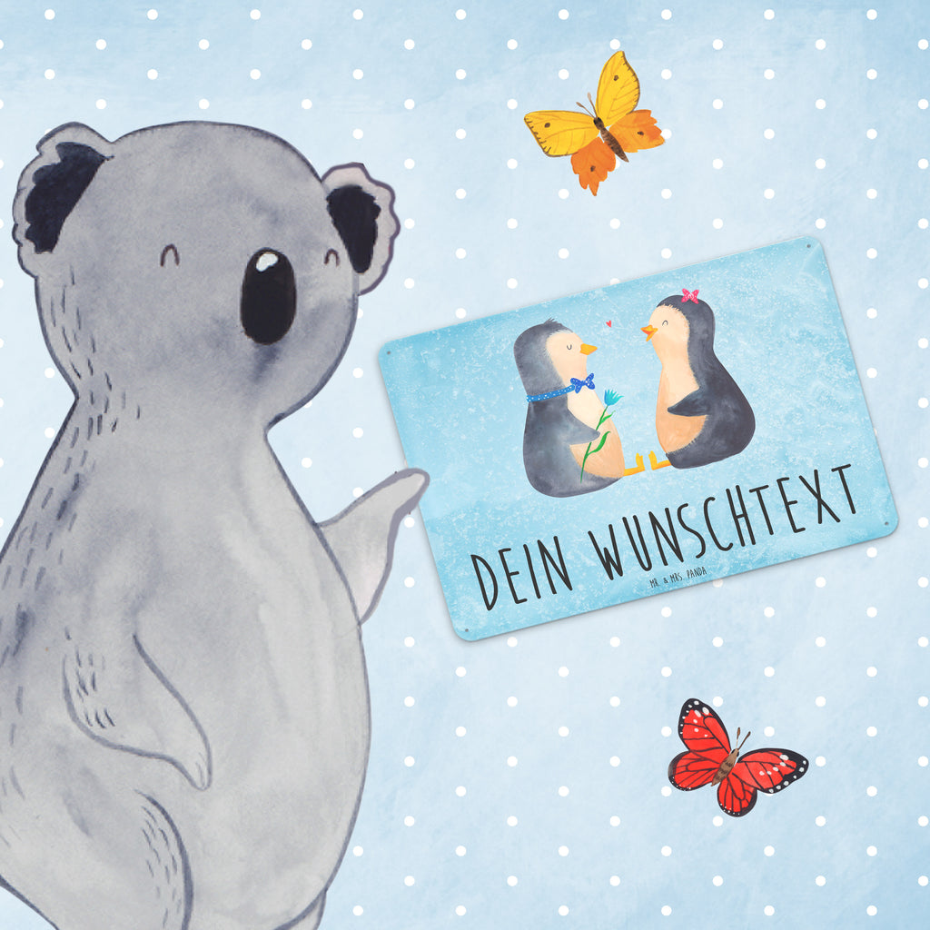 Personalisiertes Blechschild Pinguin Pärchen Blechschild, Metallschild, Geschenk Schild, Schild, Magnet-Metall-Schild, Deko Schild, Wandschild, Wand-Dekoration, Türschild, Pinguin, Pinguine, Liebe, Liebespaar, Liebesbeweis, Liebesgeschenk, Verlobung, Jahrestag, Hochzeitstag, Hochzeit, Hochzeitsgeschenk, große Liebe, Traumpaar