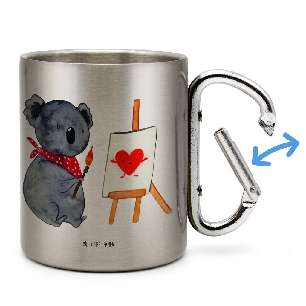 Edelstahlbecher Koala Künstler Edelstahltasse, Karabiner, Edelstahlbecher, Outdoor, Camping, Tasse, Becher, Koala, Koalabär, Liebe, Liebensbeweis, Liebesgeschenk, Gefühle, Künstler, zeichnen