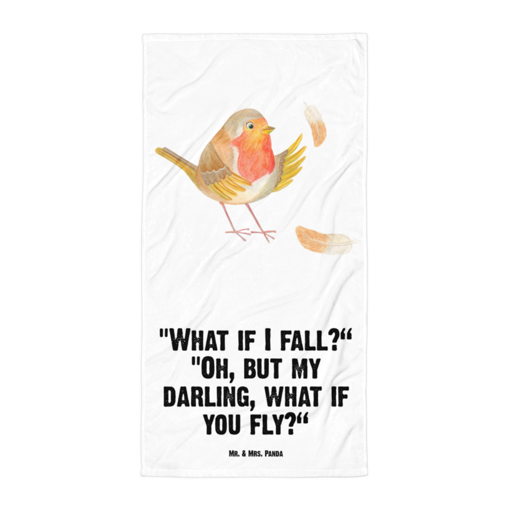 XL Badehandtuch Rotkehlchen Federn Handtuch, Badetuch, Duschtuch, Strandtuch, Saunatuch, Tiermotive, Gute Laune, lustige Sprüche, Tiere, What if i fall, Rotkehlchen, Spruch Motivation, Spruch Mut, Vogel, Motivation Sprüche, Motivationsbilder, fliegen