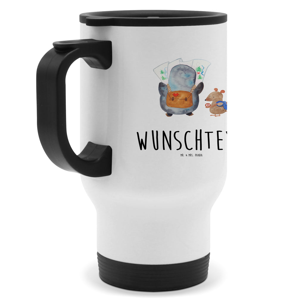 Personalisierter Thermobecher Pinguin & Maus Wanderer Personalisierter Thermobecher, Personalisierter To Go Becher, Personalisierte Thermotasse, Personalisierter Kaffeebecher, Personalisierter Isolierbecher, Thermobecher personalisieren, Thermobecher mit Namen, Thermobecher selbst gestalten, Wunschname, Spülmaschinenfest, Bedrucken, Isolierbecher mit Namen, Isolierbecher selbst gestalten, Thermotasse personalisieren, Thermotasse mit Namen, Pinguin, Pinguine, Abenteurer, Abenteuer, Roadtrip, Ausflug, Wanderlust, wandern