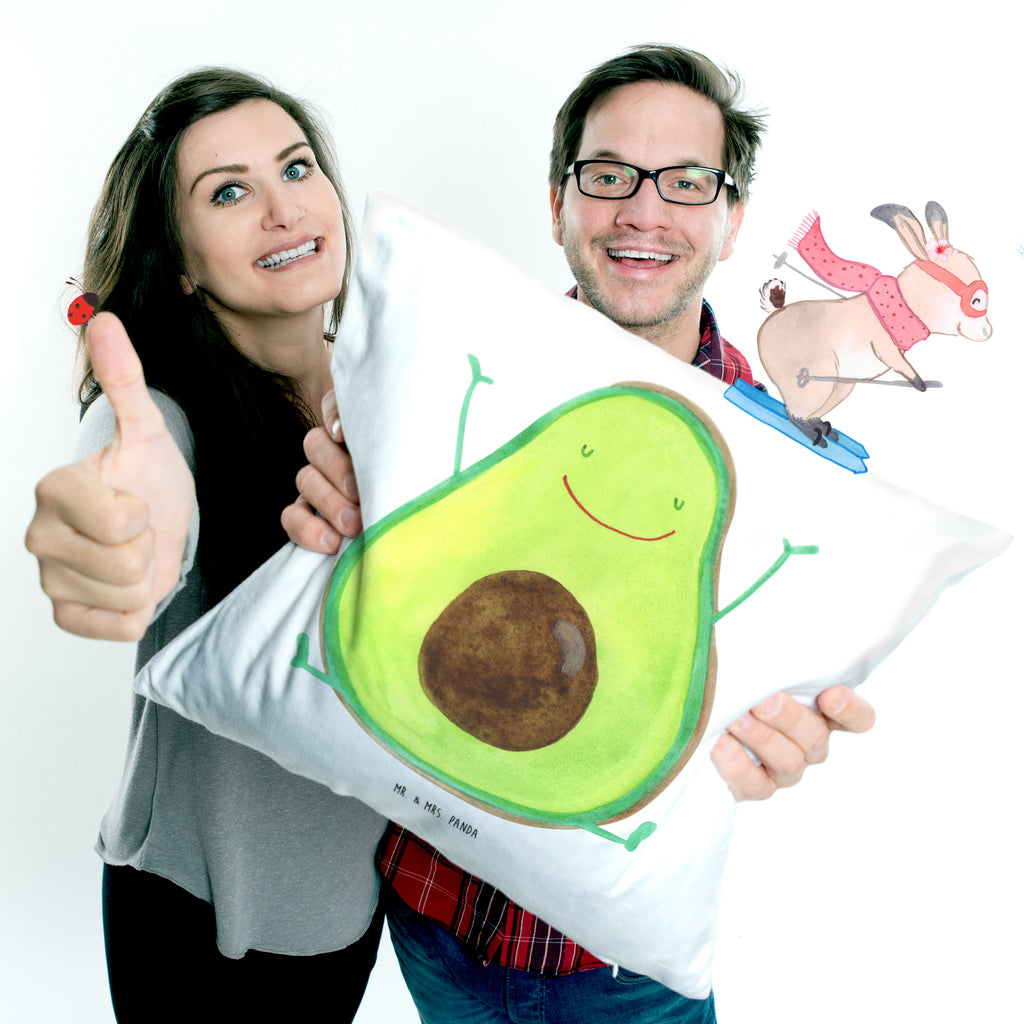 40x40 Kissen Avocado Happy Kissenhülle, Kopfkissen, Sofakissen, Dekokissen, Motivkissen, Avocado, Veggie, Vegan, Gesund, Chaos