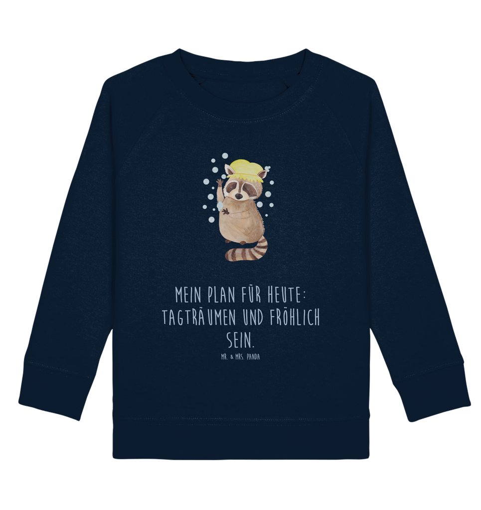 Organic Kinder Pullover Waschbär Kinder Pullover, Kinder Sweatshirt, Jungen, Mädchen, Tiermotive, Gute Laune, lustige Sprüche, Tiere, Waschbär, Tagträumen, Plan, Fröhlich, waschen, Seifenblasen