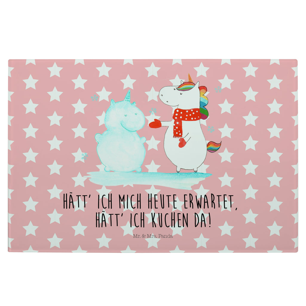 Glasschneidebrett Einhorn Schneemann Glasschneidebrett, Schneidebrett, Einhorn, Einhörner, Einhorn Deko, Pegasus, Unicorn, Schneemann, Winter, Schnee, Kuchen, Weihnachten, kalt, Mütze, Handschuhe, X-Mas