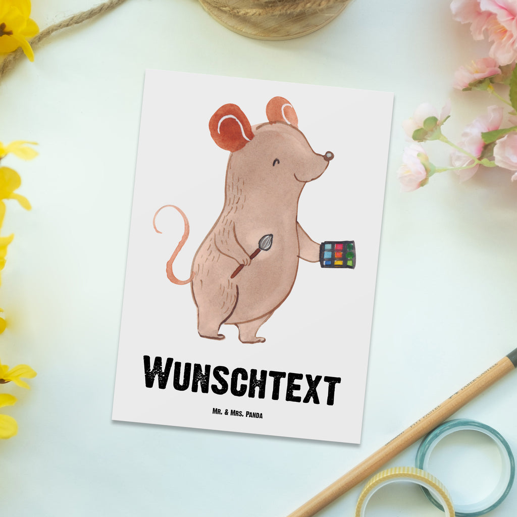 Personalisierte Postkarte Visagist mit Herz Postkarte mit Namen, Postkarte bedrucken, Postkarte mit Wunschtext, Postkarte personalisierbar, Geschenkkarte mit Namen, Grußkarte mit Namen, Karte mit Namen, Einladung mit Namen, Ansichtskarte mit Namen, Geschenkkarte mit Wunschtext, Grußkarte mit Wunschtext, Karte mit Wunschtext, Einladung mit Wunschtext, Ansichtskarte mit Wunschtext, Beruf, Ausbildung, Jubiläum, Abschied, Rente, Kollege, Kollegin, Geschenk, Schenken, Arbeitskollege, Mitarbeiter, Firma, Danke, Dankeschön, Kosmetiker, Make Up Artist, Maskenbildner, Visagist, Beauty Salon, Kosmetikstudio, Eröffnung