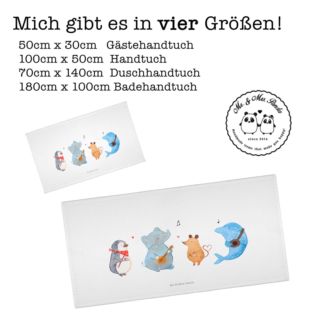 Handtuch Big Band Gästetuch, Reisehandtuch, Sport Handtuch, Frottier, Kinder Handtuch, Tiermotive, Gute Laune, lustige Sprüche, Tiere, Hund, Pinguin, Maus, Elefant, Delfin, Gitarre, Band, Triangel, Musikanten, Musik