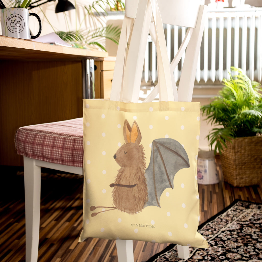 Einkaufstasche Fledermaus Sitzen Tragetasche, Tasche, Beutel, Stofftasche, Baumwolltasche, Umhängetasche, Shopper, Einkaufstasche, Beuteltasche, Tiermotive, Gute Laune, lustige Sprüche, Tiere, Fledermaus, Fledermäuse, Motivation, entspannen