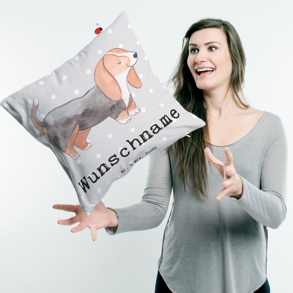 Personalisiertes Kissen Basset Hound Lebensretter Kissen, personalisiert, Name, Wunschname, bedrucken, Kopfkissen, Hund, Hunderasse, Rassehund, Hundebesitzer, Geschenk, Tierfreund, Schenken, Welpe, Basset Hound, Basset