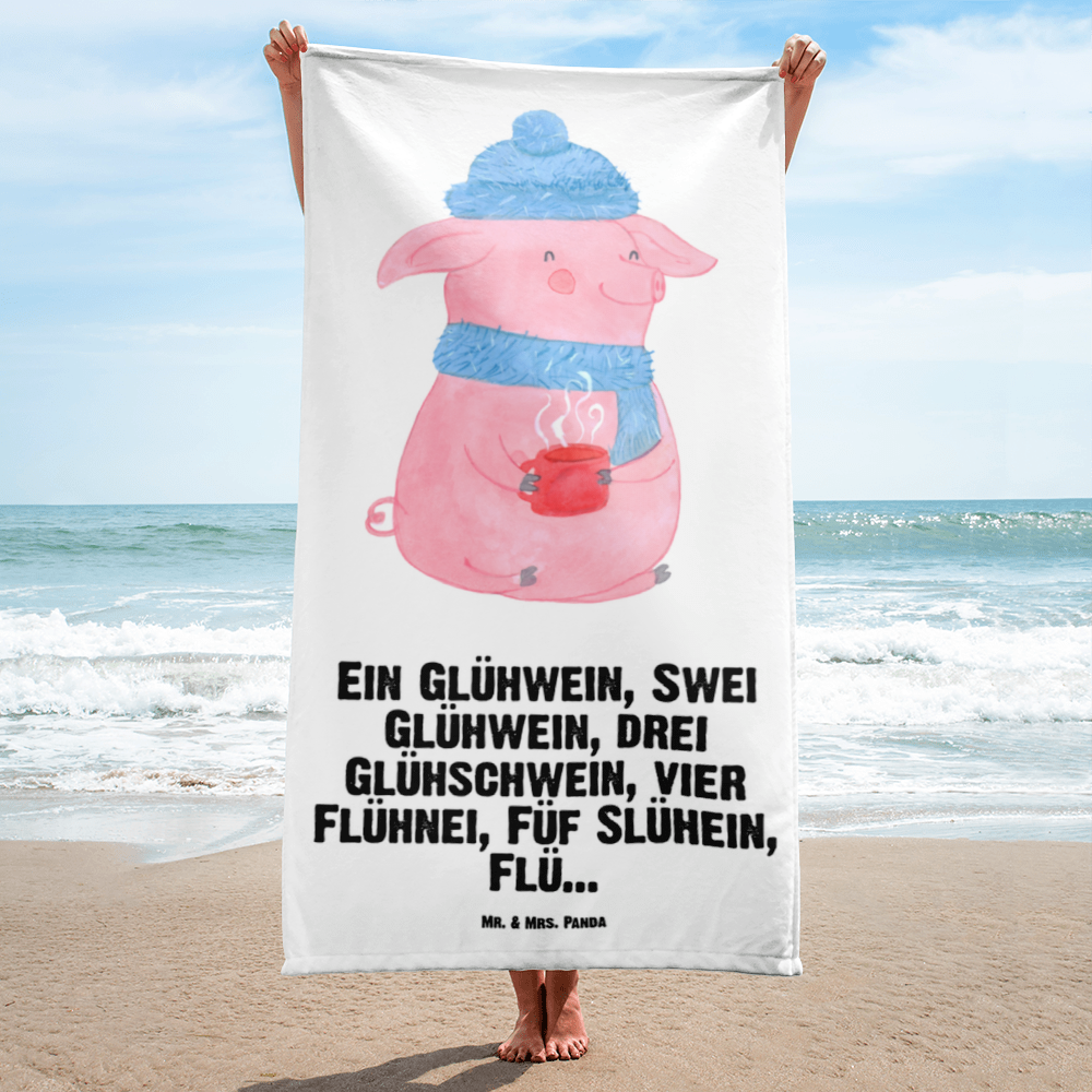 XL Badehandtuch Schweinchen Glühwein Handtuch, Badetuch, Duschtuch, Strandtuch, Saunatuch, Winter, Weihnachten, Weihnachtsdeko, Nikolaus, Advent, Heiligabend, Wintermotiv, Glühwein, Betrunken, Weihnachtsmarkt, Spruch